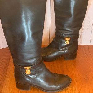 Michael Kors Black Leather Riding Boots